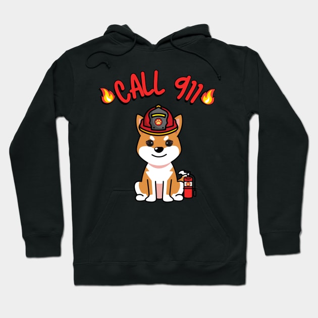 Cute orange dog is a firefighter Hoodie by Pet Station